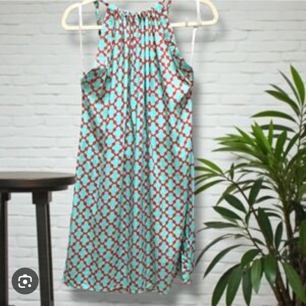 Escapada Turquoise and Orange Halter Dress